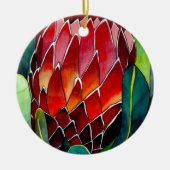 Oorspronkelijke waterverf van rode Protheebloem Keramisch Ornament (Voorkant)