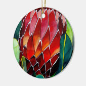 Oorspronkelijke waterverf van rode Protheebloem Keramisch Ornament (Links)