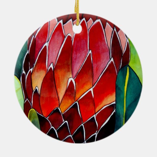 Oorspronkelijke waterverf van rode Protheebloem Keramisch Ornament (Achterkant)