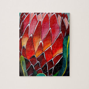 Oorspronkelijke waterverf van rode Protheebloem Legpuzzel