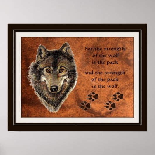 Oorspronkelijke Waterverf Wolf & Pack Citaat Poster (Voorkant)