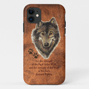 Oorspronkelijke Waterverf Wolf, Tracks Family Stre iPhone 11 Hoesje