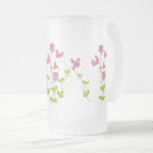 Oorspronkelijke Waterverf zoete peul, tuinbloem Matglas Bierpul (Voorkant rechts)