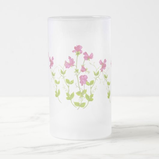 Oorspronkelijke Waterverf zoete peul, tuinbloem Matglas Bierpul (Center)