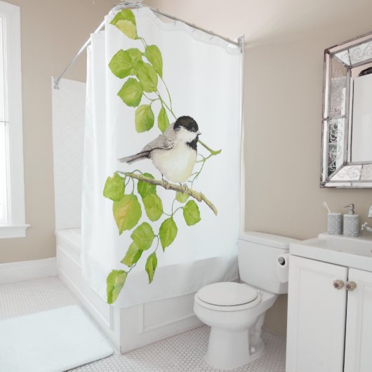 Oorspronkelijke Waterverf zwarte kippen Douchegordijn (In situ)