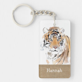 Oorspronkelijke Waterverven Tiger Year Zodiac burl Sleutelhanger