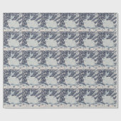 Oorspronkelijke winterkerstkonijn Blauw en Wit Cadeaupapier (Vlak)