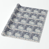 Oorspronkelijke winterkerstkonijn Blauw en Wit Cadeaupapier (Uitgerold)
