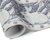 Oorspronkelijke winterkerstkonijn Blauw en Wit Cadeaupapier (Rol Hoek)