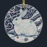 Oorspronkelijke winterkerstkonijn Blauw en Wit Keramisch Ornament<br><div class="desc">Mijn originele,  auteursrechtelijk beschermde blauwe en witte winterkonijnenontwerp is ook geweldig voor Kerstmis,  op een verscheidenheid aan Zazzle producten.</div>