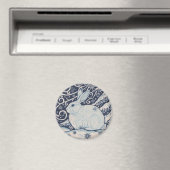 Oorspronkelijke winterkerstkonijn Blauw en Wit Magneet (Insitu (Vaatwasser))