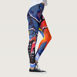Oorspronkelijke winterstructuur en stadsverlichtin leggings