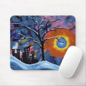 Oorspronkelijke winterstructuur en stadsverlichtin muismat (Met muis)