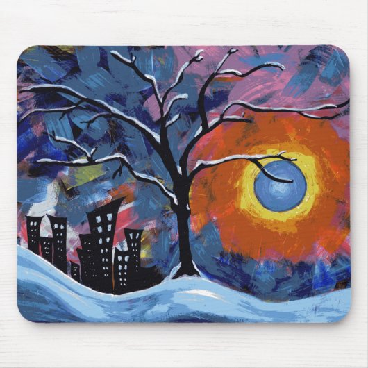 Oorspronkelijke winterstructuur en stadsverlichtin muismat (Voorkant)