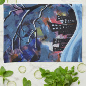 Oorspronkelijke winterstructuur en stadsverlichtin theedoek (Gevouwen)