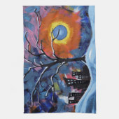 Oorspronkelijke winterstructuur en stadsverlichtin theedoek (Verticaal)