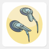 oortelefoons vierkante sticker (Voorkant)