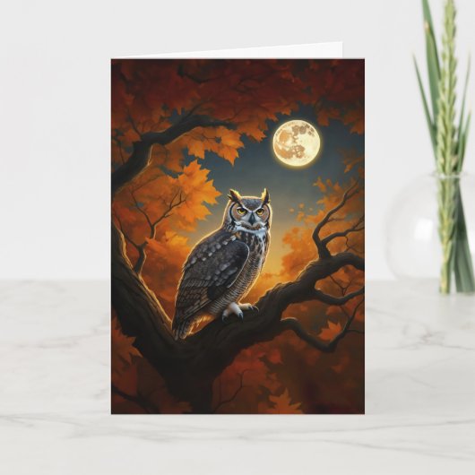 Ooruil in de herfst kaart (Voorkant)