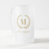 Oost. 1952 verjaardag Monogram Gold Matglas Bierpul (Voorkant links)