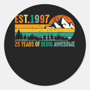 Oost. 1997 25 jaar Geweldige Vintage 25 jaar Ronde Sticker