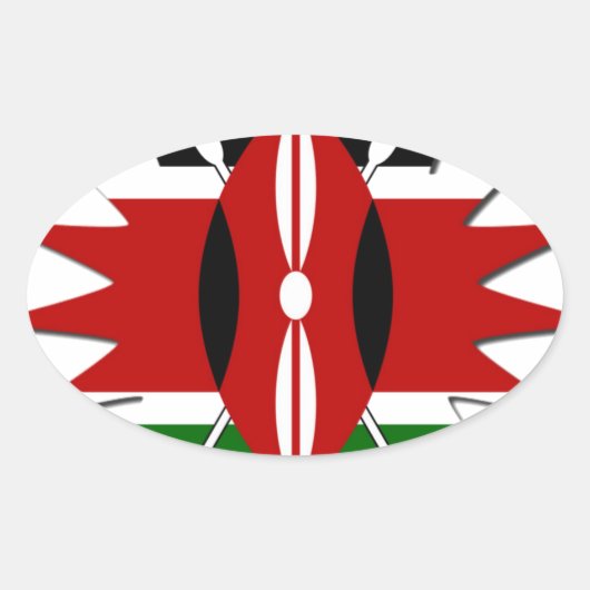 Oost-Afrikaanse sterrenbeeld Keniaanse vlag Steron Ovale Sticker (Voorkant)