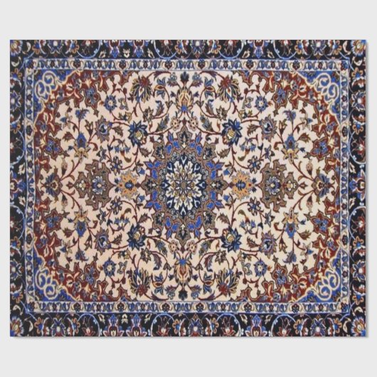Oost-Antiek Perzisch Turks blauw tapijt Cadeaupapier (Vlak)