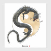 Oost-Aziatische Dragon Goud Yin Yang Sticker (Vel)