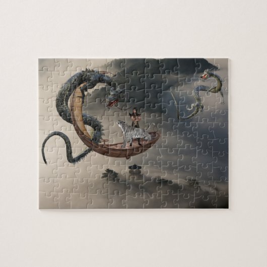 Oost-Aziatische dragon Ninja Tiger: vliegende bote Legpuzzel (Horizontaal)