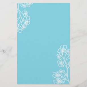 Oost-Blauwe Modern Floral Wedding Briefpapier