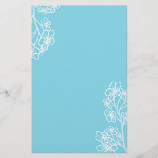 Oost-Blauwe Modern Floral Wedding Briefpapier (Voorkant)