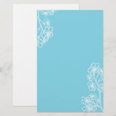 Oost-Blauwe Modern Floral Wedding Briefpapier (Voorkant / Achterkant)
