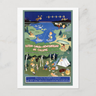 Oost-Canada en Newfoundland Travel Briefkaart