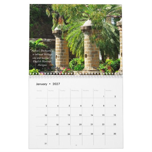 Oost-Caribische kalender voor 2026 (Jan 2027)