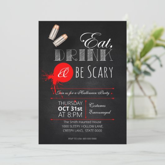 Oost, drink en enge uitnodiging voor een feest (Staand voorkant)