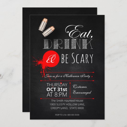 Oost, drink en enge uitnodiging voor een feest (Voorkant / Achterkant)