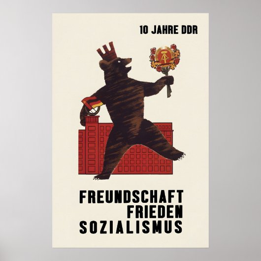 Oost-Duits poster 10 jaar DDR Vrede (Voorkant)