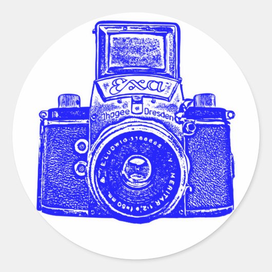 Oost-Duitse camera - blauw Ronde Sticker (Voorkant)