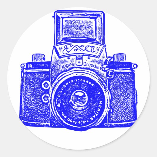 Oost-Duitse camera - blauw Ronde Sticker (Voorkant)