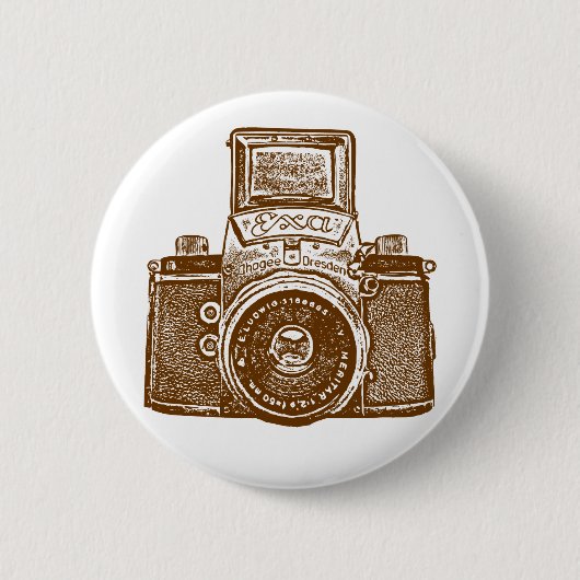 Oost-Duitse camera - Bruin Ronde Button 5,7 Cm (Voorkant)