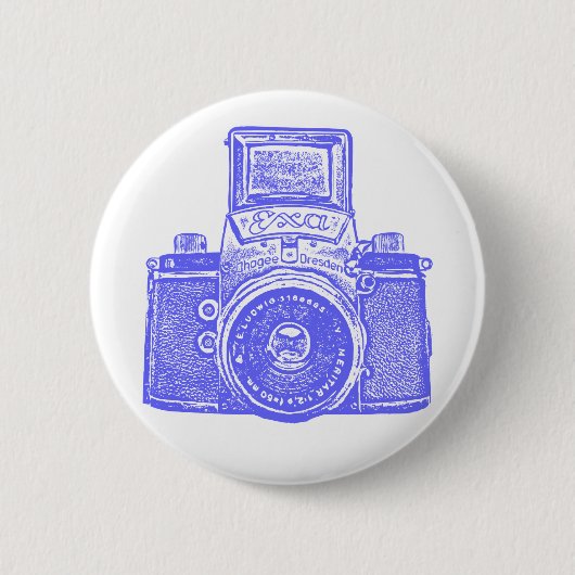 Oost-Duitse camera - Electric Blue Ronde Button 5,7 Cm (Voorkant)