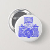 Oost-Duitse camera - Electric Blue Ronde Button 5,7 Cm (Voorkant /achterkant)