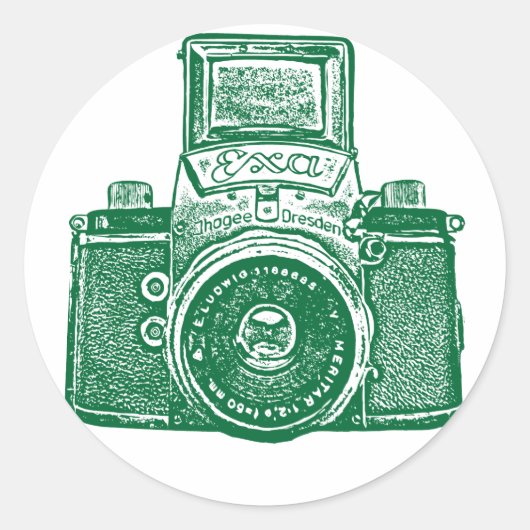 Oost-Duitse camera - Forest Green Ronde Sticker (Voorkant)