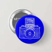 Oost-Duitse camera II - blauw Ronde Button 5,7 Cm (Voorkant /achterkant)