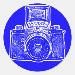 Oost-Duitse camera II - Blauw Ronde Sticker