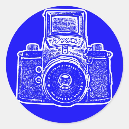 Oost-Duitse camera II - Blauw Ronde Sticker (Voorkant)
