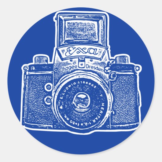 Oost-Duitse Camera II - Donkerblauw Ronde Sticker (Voorkant)