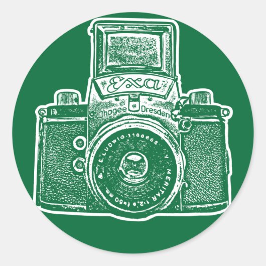 Oost-Duitse Camera II - Forest Green Ronde Sticker (Voorkant)