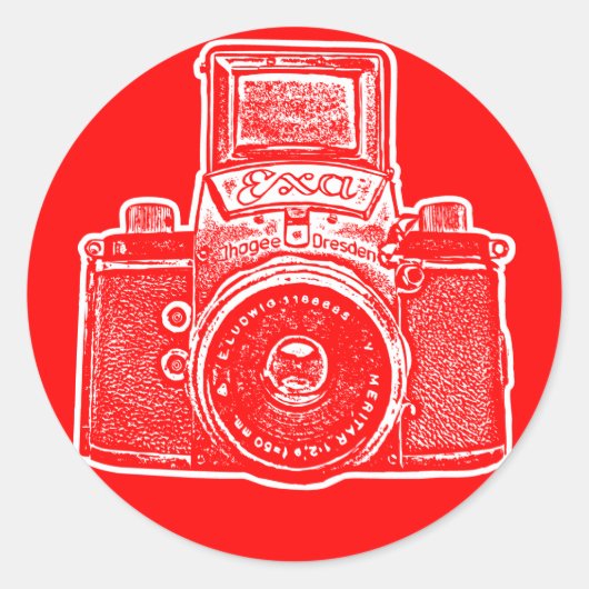 Oost-Duitse Camera II - Rood Ronde Sticker (Voorkant)