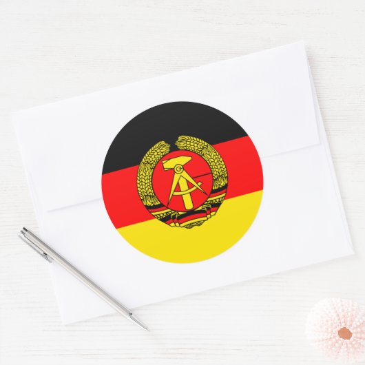 Oost-Duitsland, vlag Ronde Sticker (Envelop)