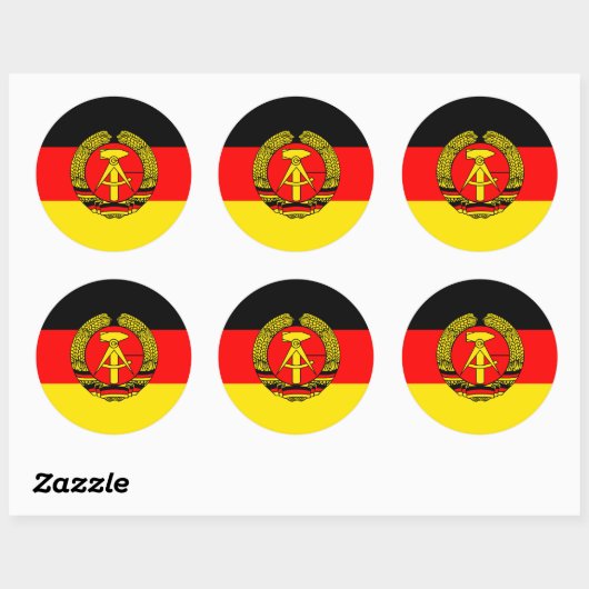 Oost-Duitsland, vlag Ronde Sticker (Vel)